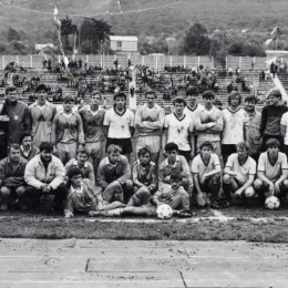 Участники международного товарищеского матча Сахалин - "Погонь" (Польша), 1990 год