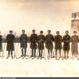 Занятия лыжными гонками, офицеры, Южно-Сахалинск, 1947 год